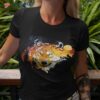 Colorful Wolf With Full Moon Background Design Shirt