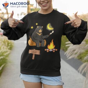 cute bear enjoying camping and vacation with fire shirt sweatshirt