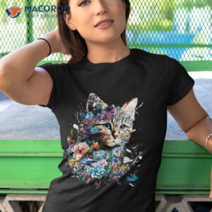 cute cat with flowers shirt tshirt 1