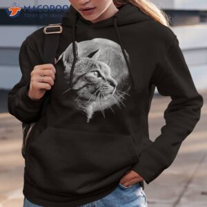 cute cat with moon funny shirt hoodie 3
