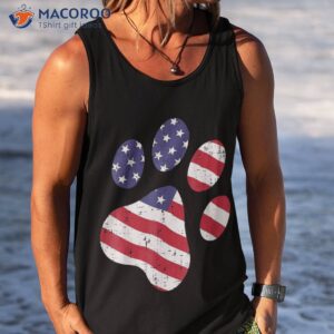 dog paw print american flag usa cute 4th of july fourth dogs shirt tank top