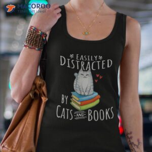 easily distracted by cats and books funny cat amp amp book lover shirt tank top 4