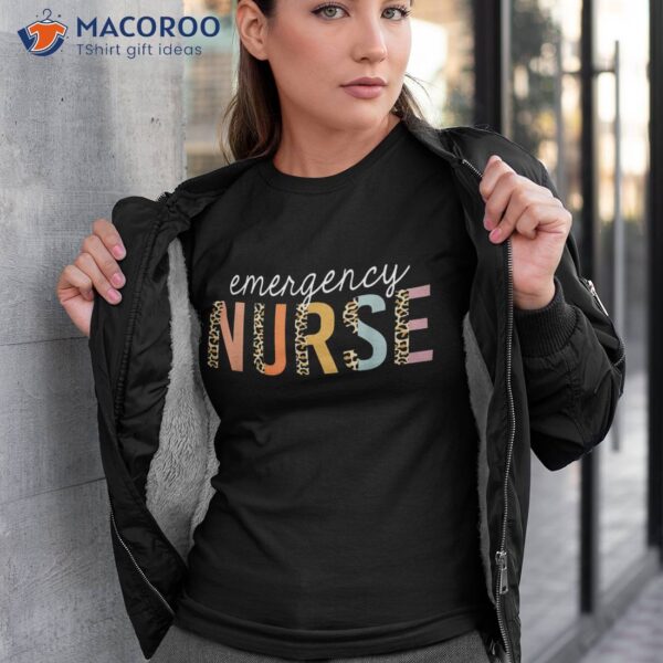 Emergency Nurse Leopard Print Er Nursing School Shirt