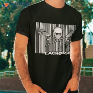 field game sticks mask barcode player lacrosse shirt tshirt
