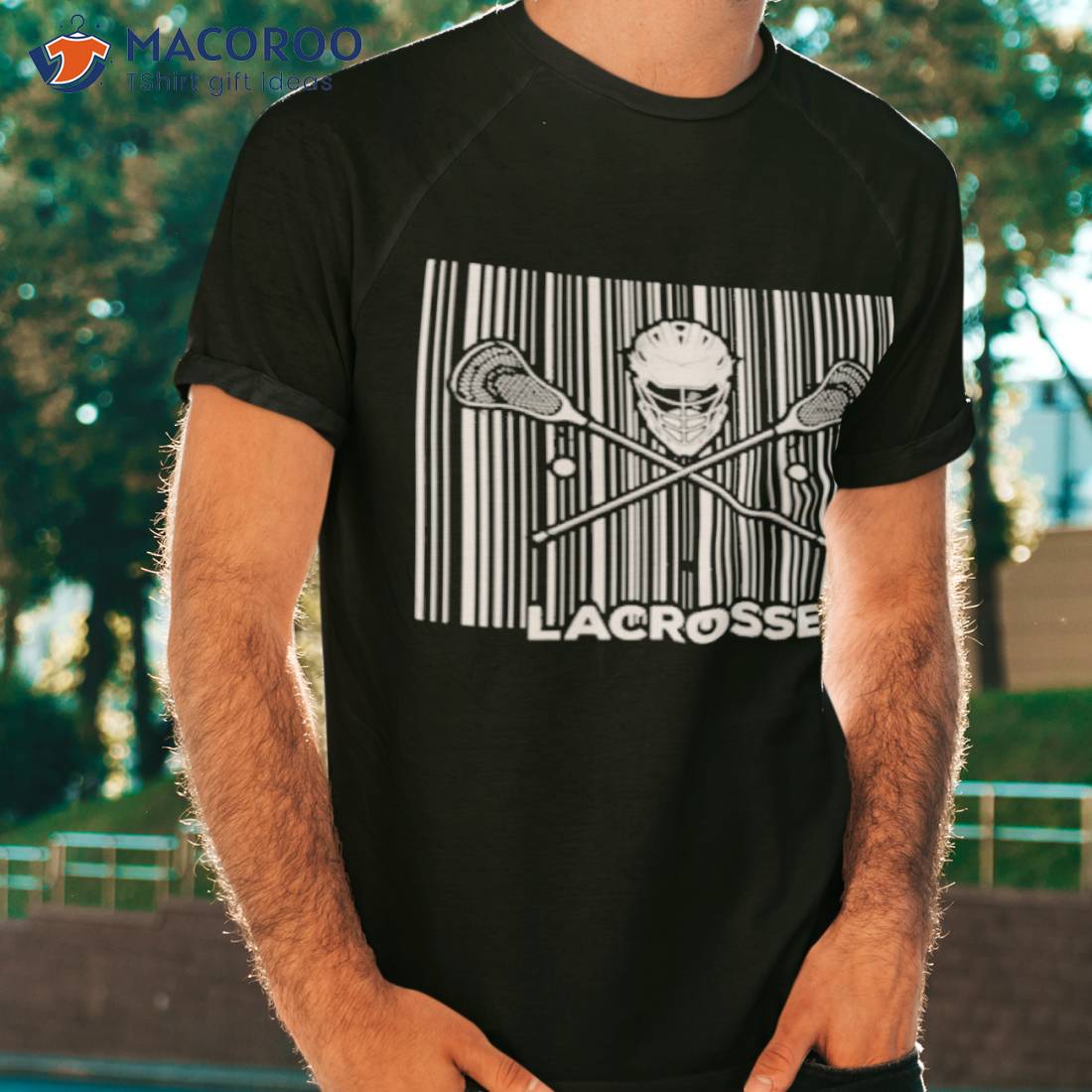 Field game sticks mask barcode player lacrosse shirt Field game sticks mask barcode player lacrosse shirt