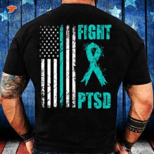 Fight Ptsd Awareness American Flag Veteran Support T-Shirt