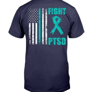 Fight Ptsd Awareness American Flag Veteran Support T-Shirt