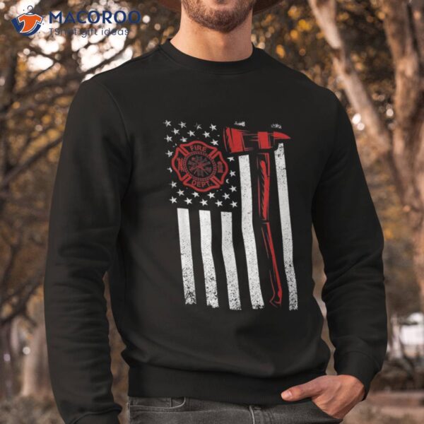 Fireman Tshirt American Flag Graphics Firefighter Shirt