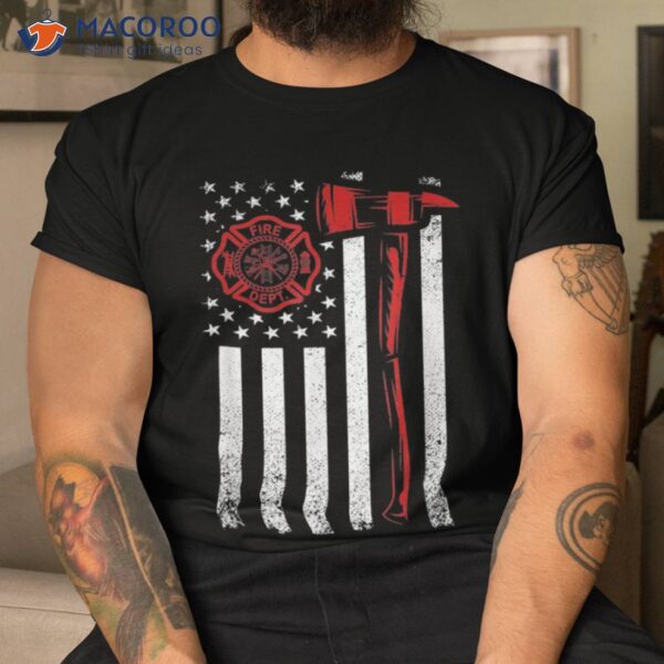 Fireman Tshirt American Flag Graphics Firefighter Shirt