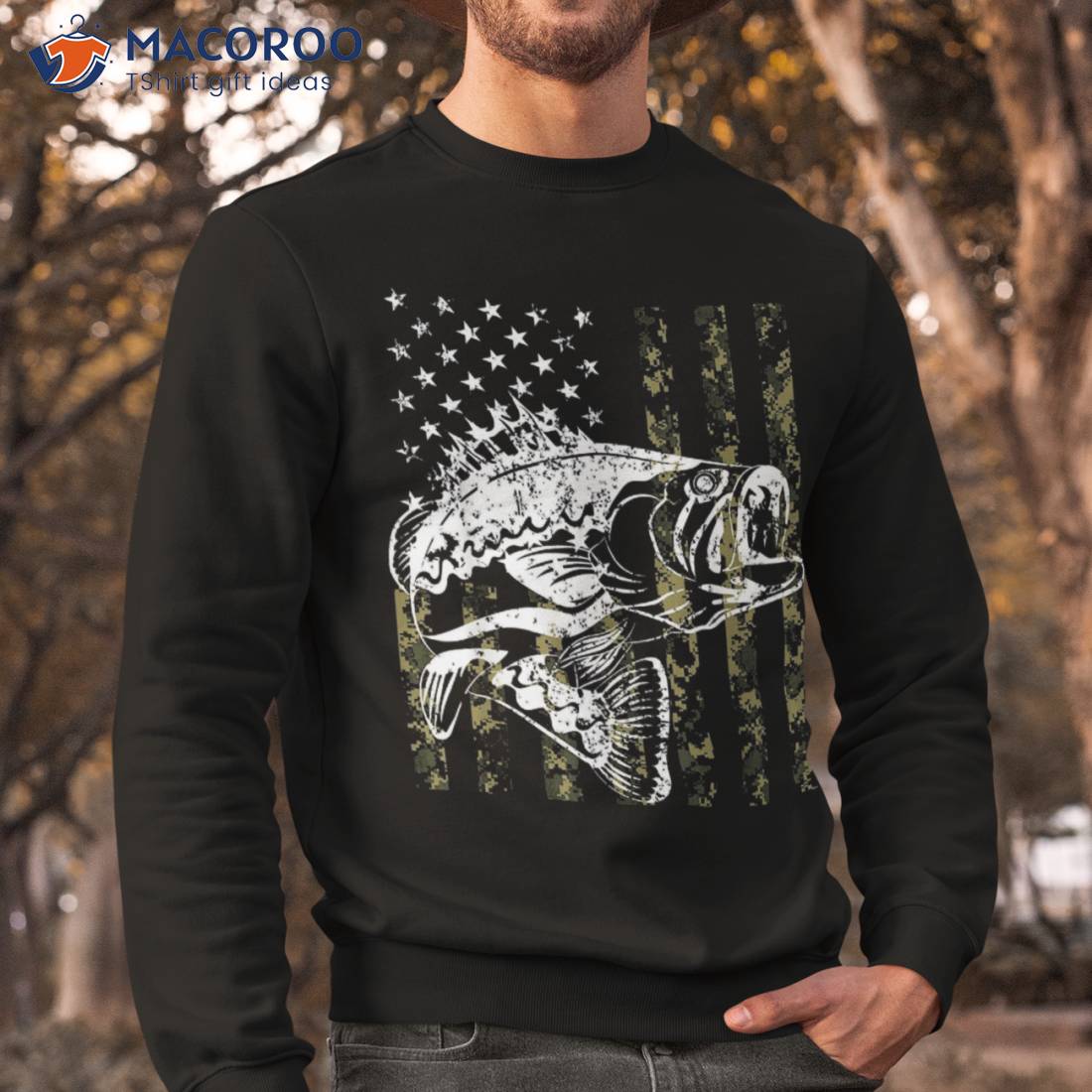 American flag fishing bass, fishing shirt