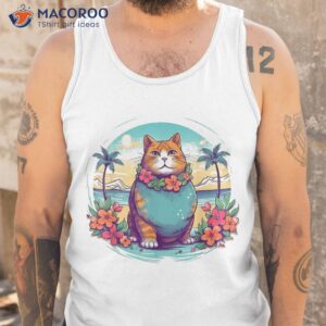 floral beach vacation chonk fat cat shirt tank top