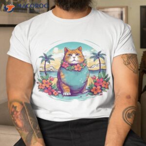 floral beach vacation chonk fat cat shirt tshirt