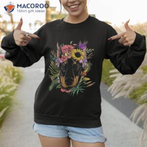 floral doberman dog spring nature lovers shirt sweatshirt