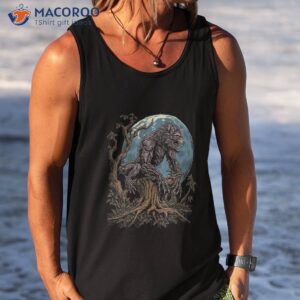 full moon werewolf horror graphic shirt tank top