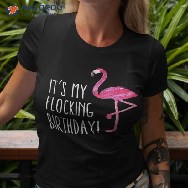 Funny Birthday Pink Watercolor Flamingo Tee Shirt