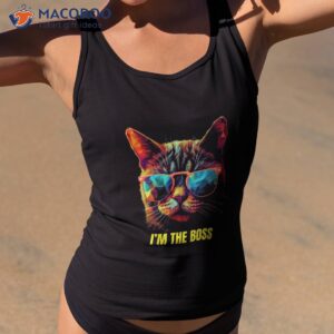 funny cat i m the boss pop art shirt tank top 2