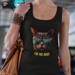 funny cat i m the boss pop art shirt tank top 4