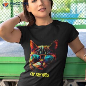 funny cat i m the boss pop art shirt tshirt 1