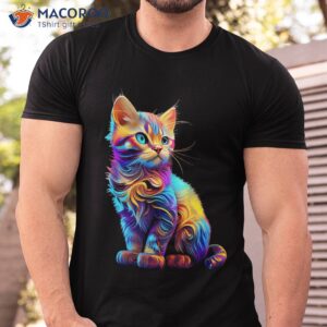 Funny Cat Lovers, Colorful Graphic Design Shirt