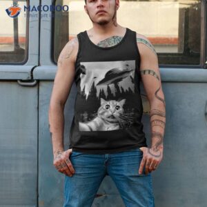 funny cat selfie with ufos shirt tank top 2