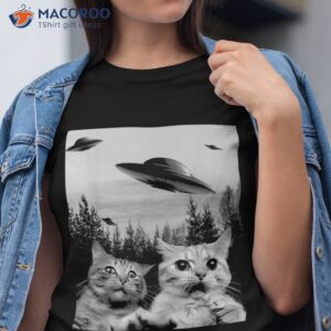 funny cat selfie with ufos shirt tshirt