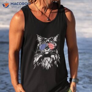 funny proud maine coon american flag cat shirt tee tank top