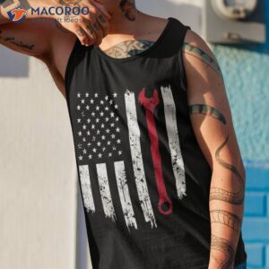 funny vintage mechanic distressed american flag gift for shirt tank top 1