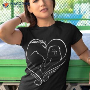 girl kissing horse heart horseback rider silhouette shirt tshirt 1