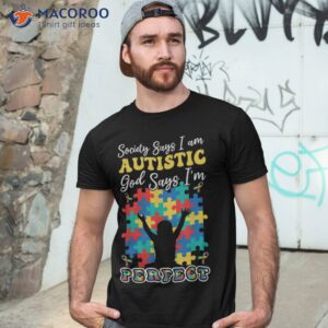 God Says Perfect Colorful Puzzle Kid Autism Awareness Shirt