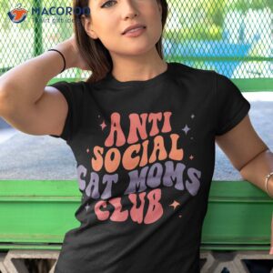 Groovy Retro Anti Social Cat Moms Club, Funny Mom Tees Shirt