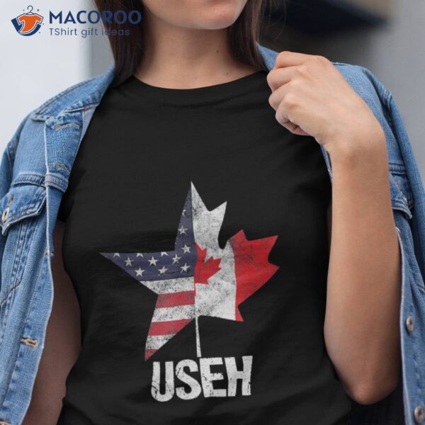 Half Canadian American Useh Canada Usa Flag United States Shirt