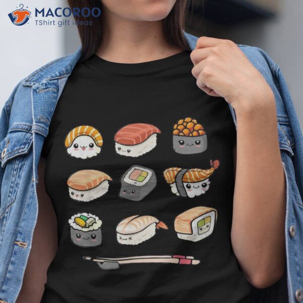Happy Sushi Anime Kawaii Set Japanese Food Lover Otaku Manga Shirt