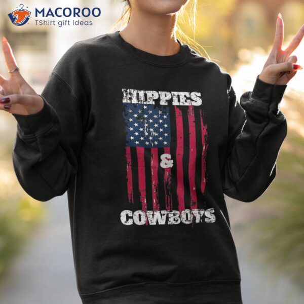 Hippies & Cowboys American Flag Shirt Distressed Look Tee