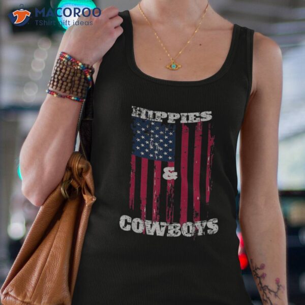 Hippies & Cowboys American Flag Shirt Distressed Look Tee