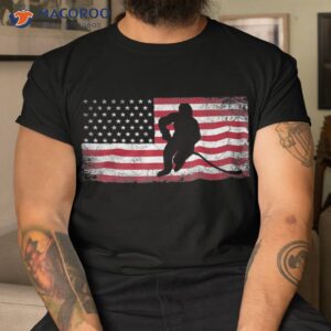 Hockey American Flag 4th Of July Patriotic Usa Dad Son Shirt