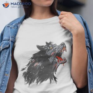 howling wolf shows teeth shirt tshirt