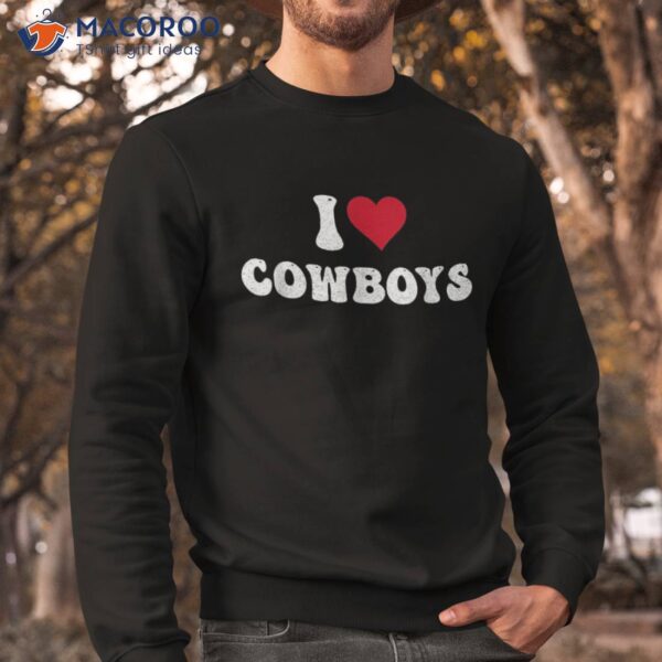 I Love Hot Cowboys Heart Distressed Retro Vintage Shirt