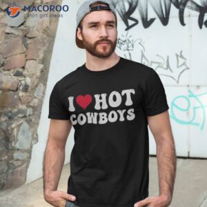 I Love Hot Cowboys Heart Distressed Retro Vintage Shirt