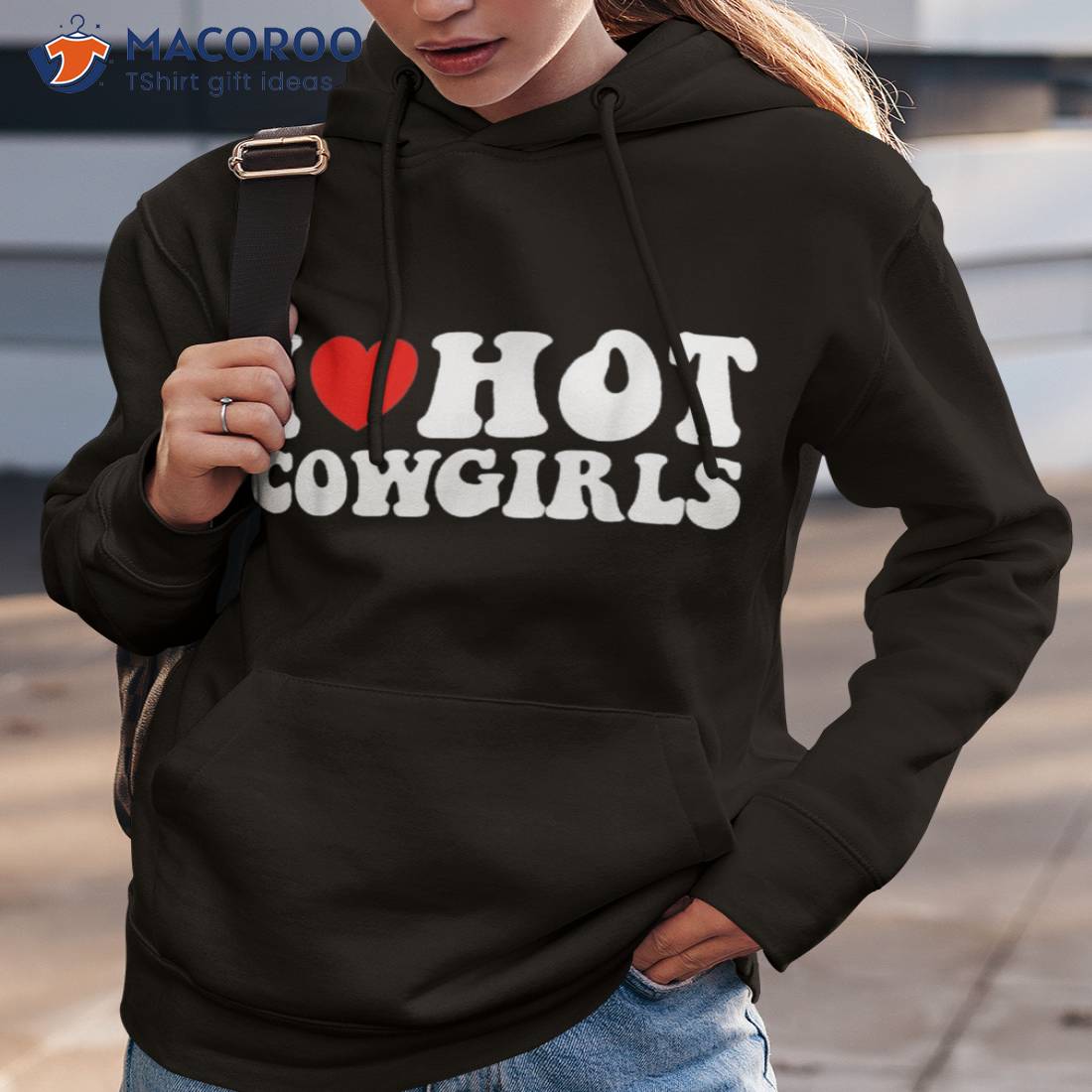 I Love Hot Cowboys Vintage Funny Red Heart Love Cowboy Pullover Hoodie