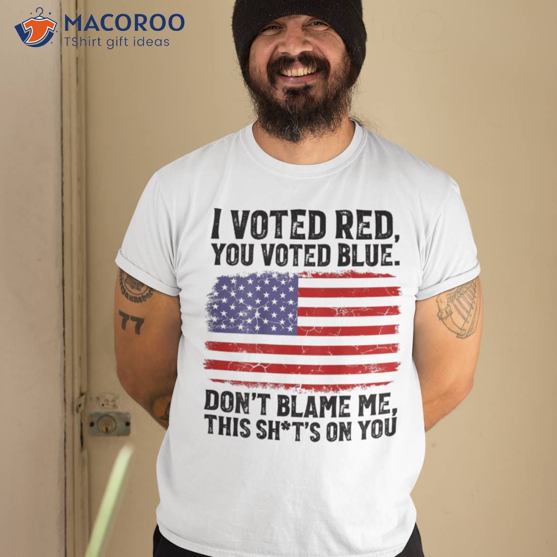 I Voted Red You Voted Blue Don’t Blame Me Usa Flag On Back Shirt I Voted Red You Voted Blue Don’t Blame Me Usa Flag On Back Shirt