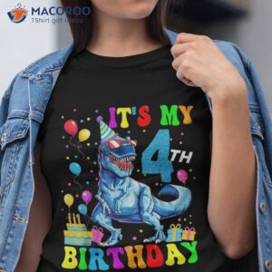 It’s My 4th Birthday Boy Funny Dinosaur 4 Year Old Shirt