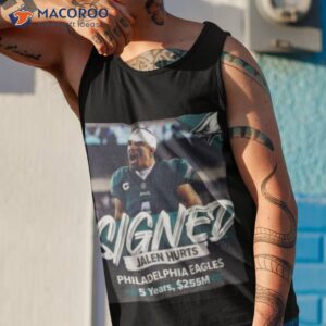 jalen hurts philadelphia eagles 5 years 255m signed shirt tank top 1