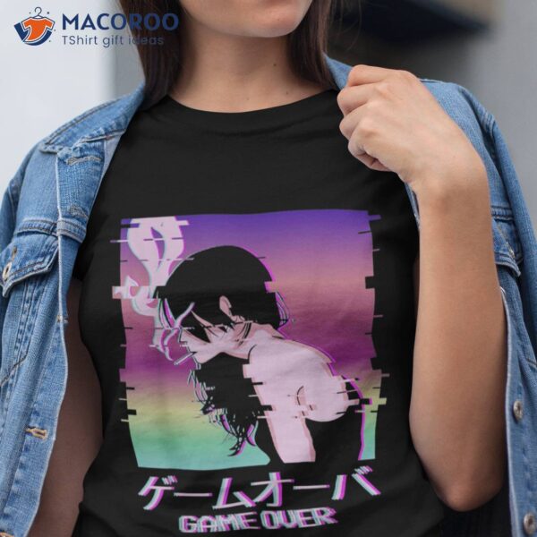 Japanese Vaporwave Sad Anime Girl Game Over Indie Aesthetic Shirt