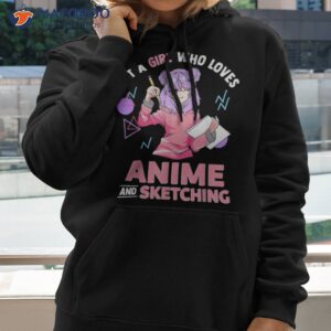 just a girl who loves anime and sketching short sleeve shirt hoodie 2