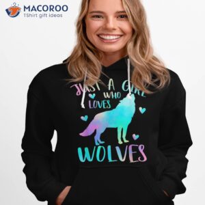 just a girl who loves wolves watercolor cute wolf lover short sleeve shirt hoodie 1