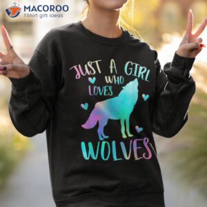 just a girl who loves wolves watercolor cute wolf lover short sleeve shirt sweatshirt 2