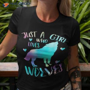 just a girl who loves wolves watercolor cute wolf lover short sleeve shirt tshirt 3