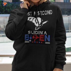 just a second slidin biden funny dog american usa flag shirt hoodie 2