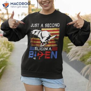 just a second slidin biden funny dog american usa flag shirt sweatshirt 1