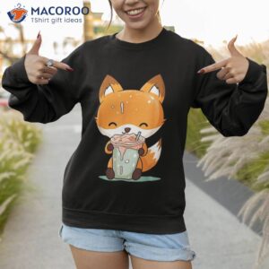 kawaii bubble tea fox funny boba tea japanese kids shirt sweatshirt 1